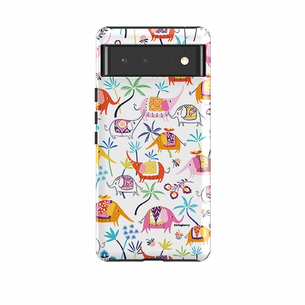 Google Tough Case -  Elephants And Trees By Ali Brookes Matte Feel Texture Rugged Pattern Design