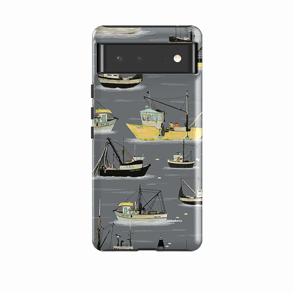 Google Tough Case -  Fishing Boats Grey By Katherine Quinn Minimal Comfort Strong Outline