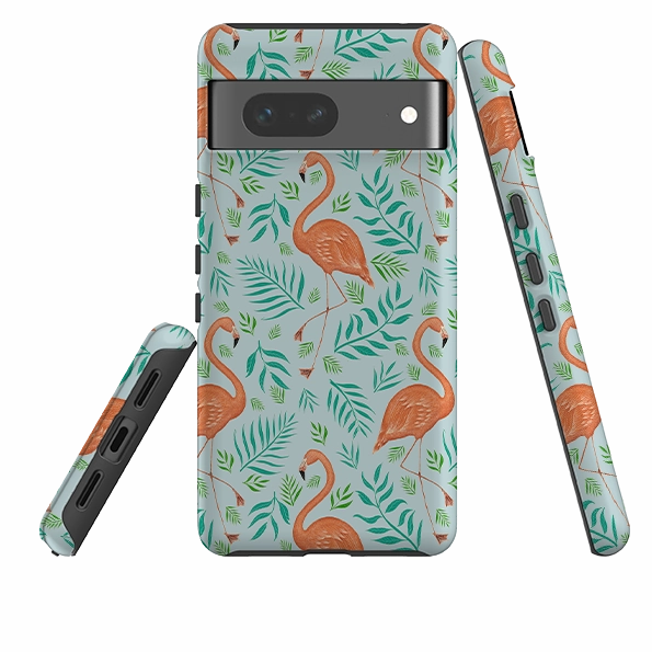 Soft Pattern Layer Google Tough Case -  Flamingo Pattern By Catherine Rowe
