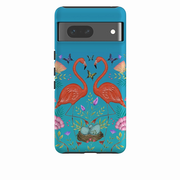 Google Tough Case -  Flamingos and Flowers By Catherine Rowe Flexible Edge Matte Edge