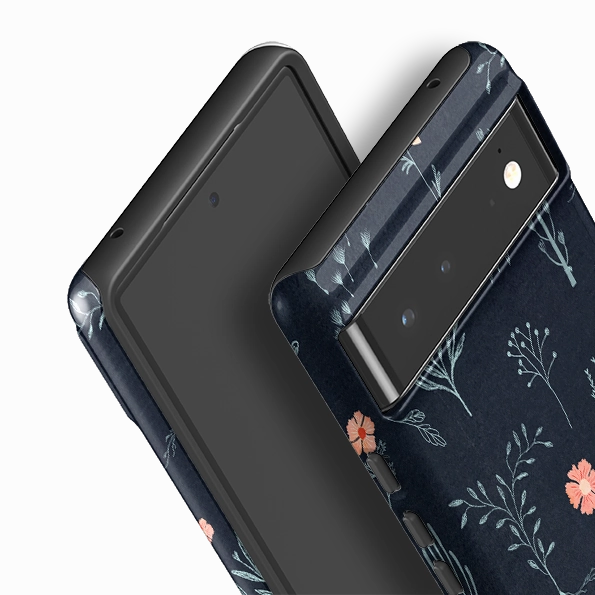 Enhanced Durability Desk Companion Google Tough Case -  Floral Light Blue And Pink By Katherine Quinn