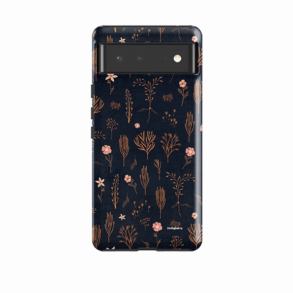 Flexible Pattern Texture Minimal Surface Layer Google Tough Case -  Floral Light Orange And Pink By Katherine Quinn