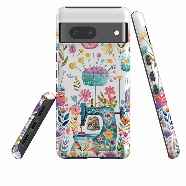 Modern Style Durable Texture Finish Google Tough Case - Floral Sewing Machine
