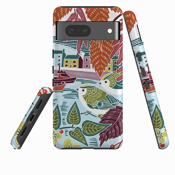 Soft coating Comfort grip design Google Tough  Case - Goldcrests Harbour By Kate Heiss