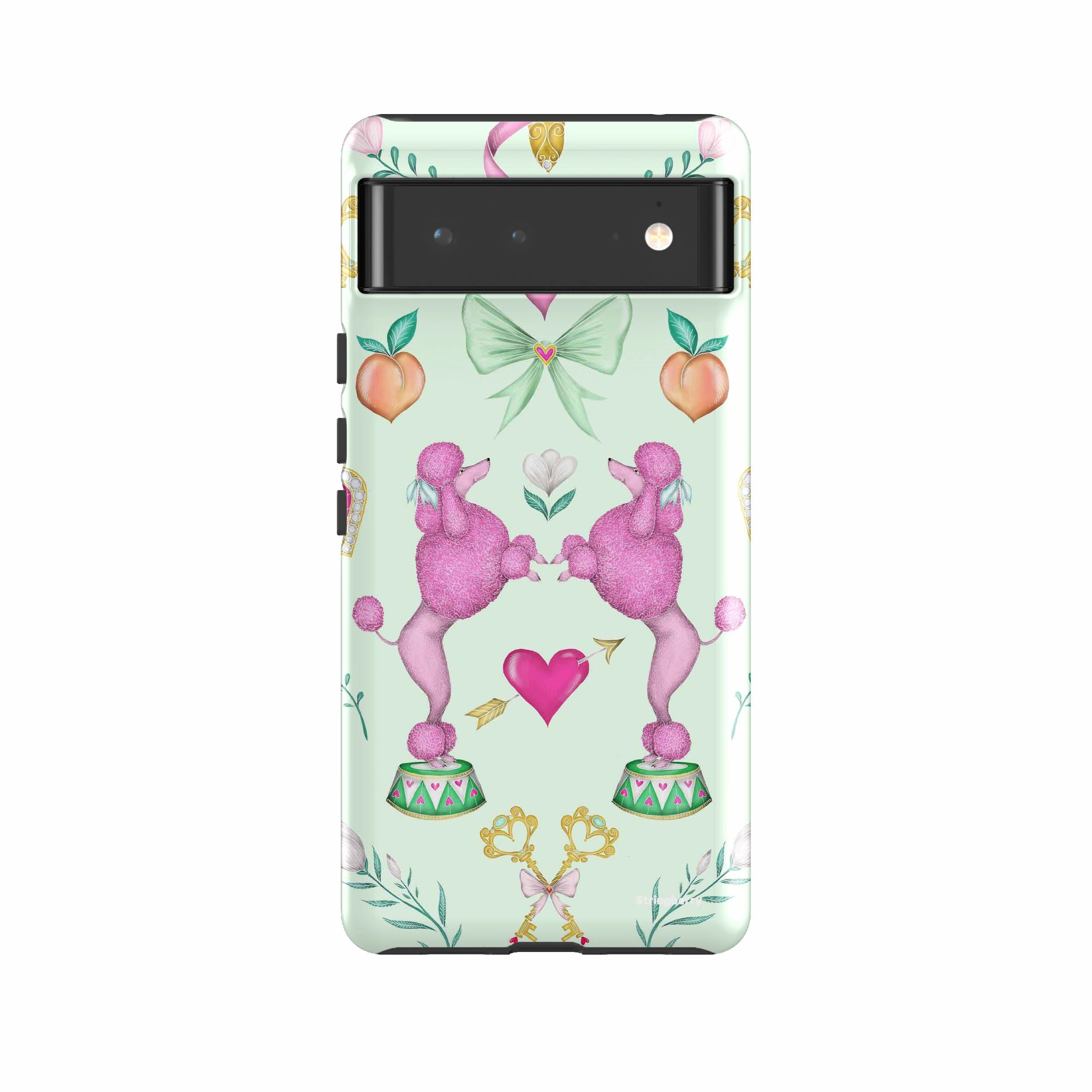 Google Tough Case -  Google Pixel Case Pink Poodle Parlour Mint By Catherine Rowe Minimal Texture
