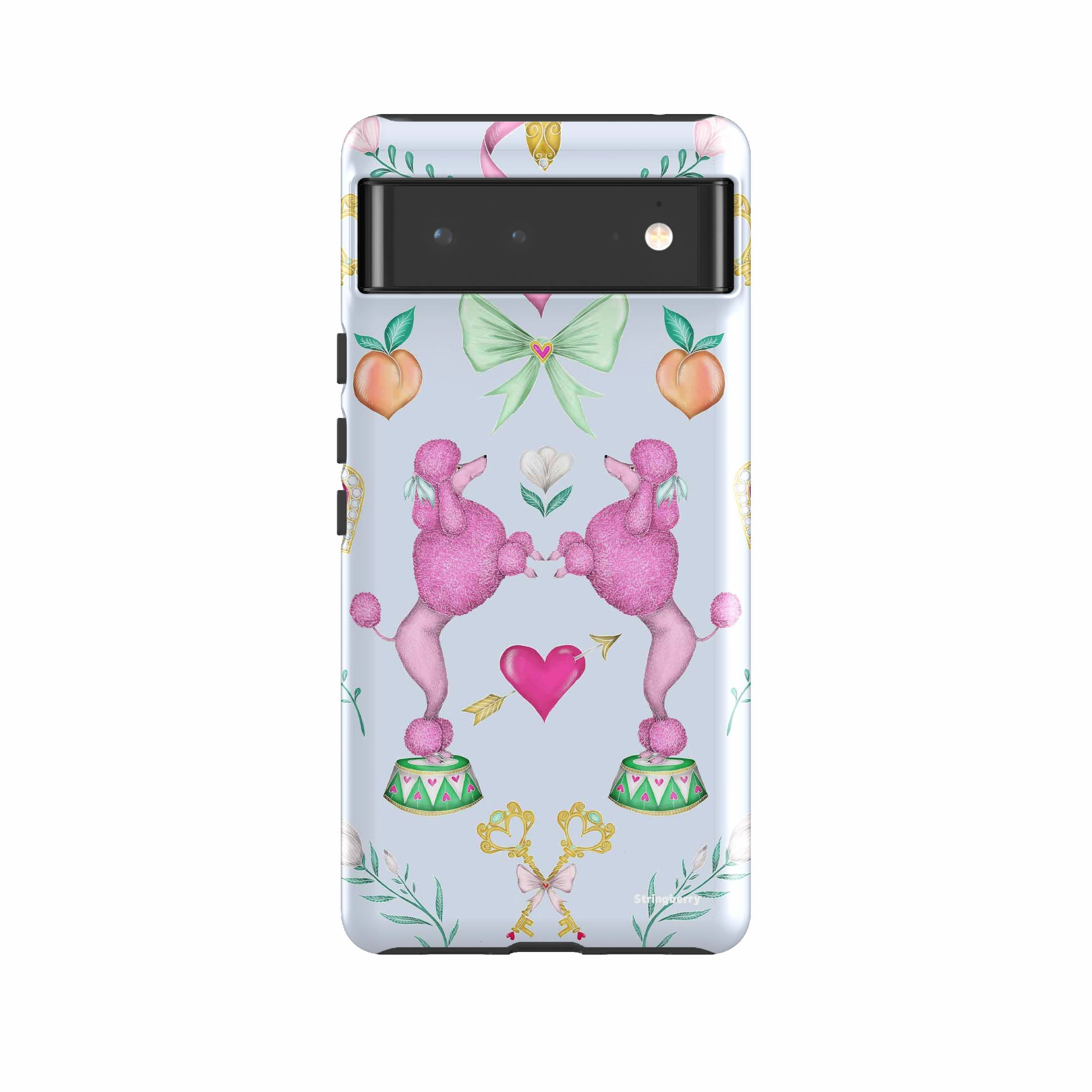 Google Tough Case -  Google Pixel Case Pink Poodle Parlour Powder By Catherine Rowe Hybrid Pattern Drop Defense