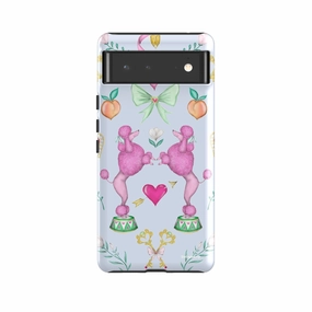 Modern Detail Reusable Material Google Tough Case -  Google Pixel Case Pink Poodle Parlour Powder By Catherine Rowe
