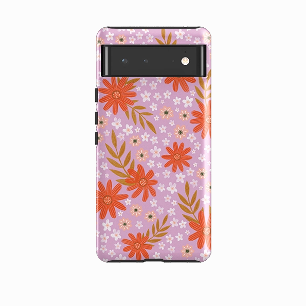 Fashion Look Refined Edge Google Tough Case -  Lilac and Red Floral Pattern By Lee Foster Wilson