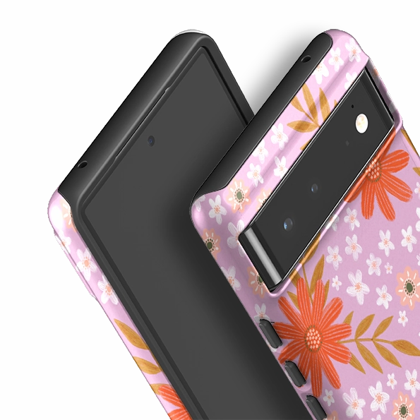 Google Tough Case -  Lilac and Red Floral Pattern By Lee Foster Wilson Sleek Appearance Textured Detail