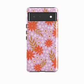 Google Tough Case -  Lilac and Red Floral Pattern By Lee Foster Wilson Luxury Style Matte Protection
