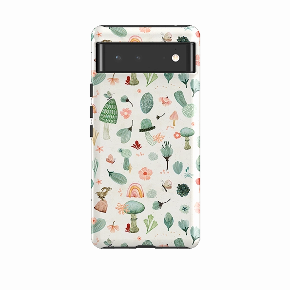 Easy Access Functional Design Google Tough Case -  Mushroom World Cream By Katherine Quinn