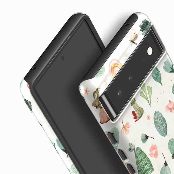 Modern Layer Durable Coating Google Tough Case -  Mushroom World Cream By Katherine Quinn