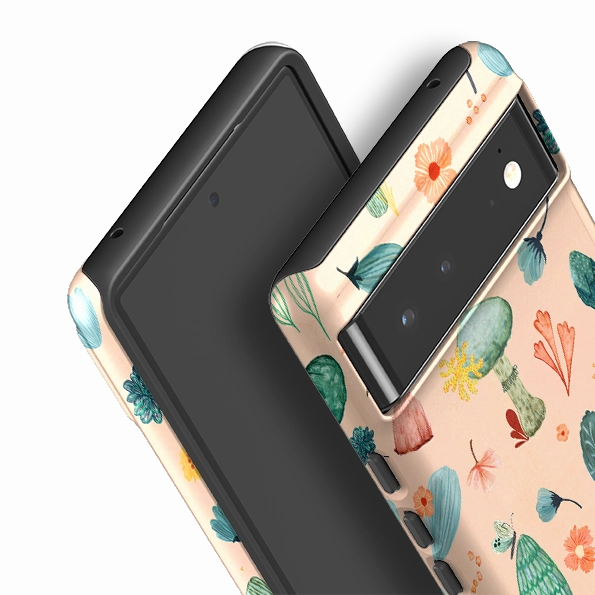 Lightweight Build Elegant Craft Google Tough Case -  Mushroom World Pink By Katherine Quinn