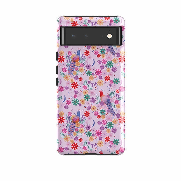 Google Tough Case -  Peacock Pattern Lilac By Lee Foster Wilson Soft Pattern Layer Heat dissipation