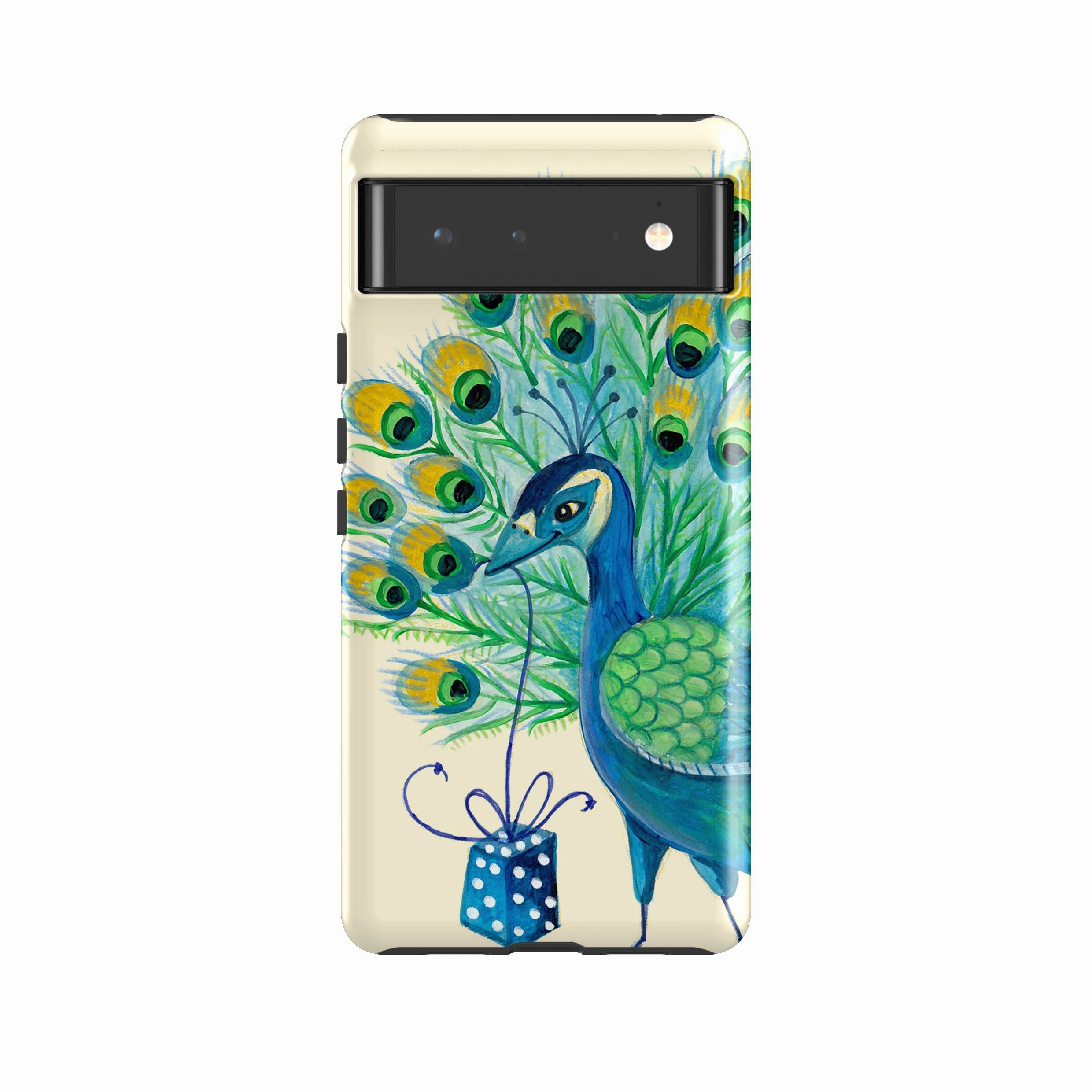 Google Tough Case -  Peacock Present By Caroline Bonne Muller Metal Texture Flexible Shell