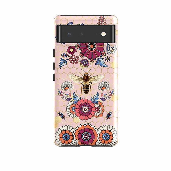 Shock Resistant Build Flexible structure Google Tough Case -  Pink Bee Flower Power