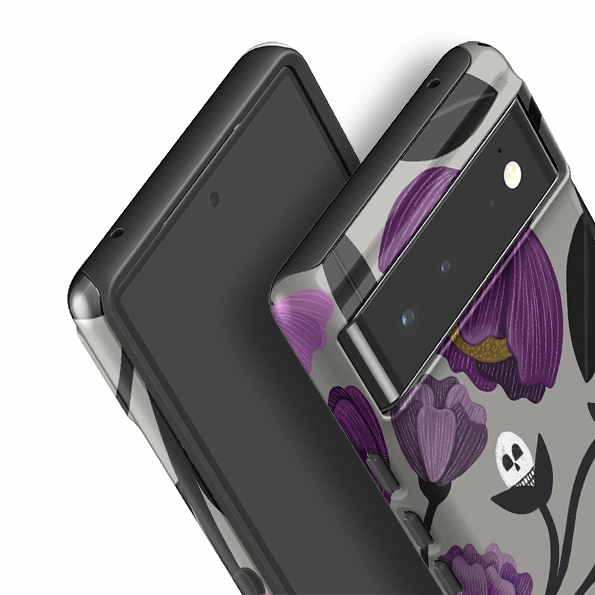 Vivid Surface Detail Google Tough Case -  Purple Flower Skull II By Nina Pace