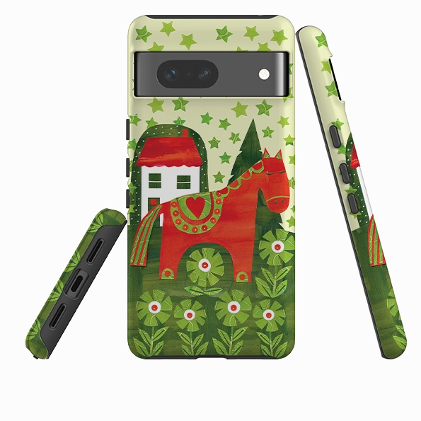 Practical Accessory Flexible Grip Google Tough Case - Red Dala Horse By Tracey English