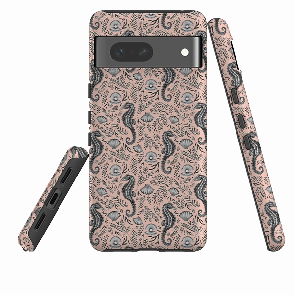 Google Tough Case -  Seahorse Coral By Catherine Rowe Anti Shock Marble Pattern
