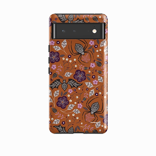 Rugged Pattern Texture Fashion Statement Google Tough Case -  SpiderBat Pattern Orange By Jenny Zemanek