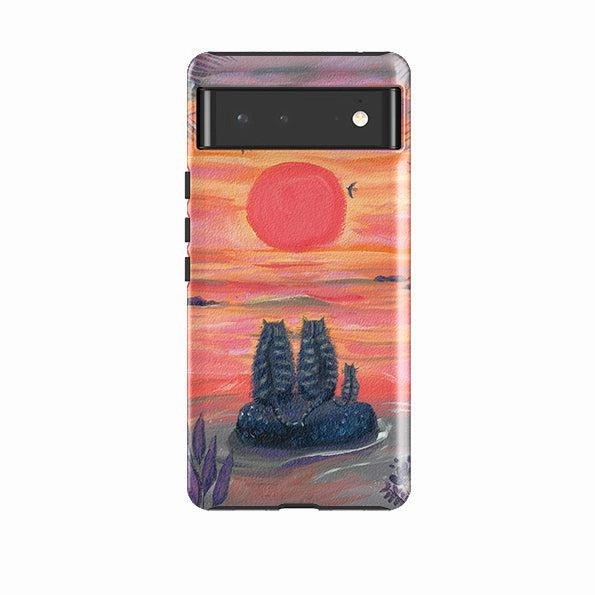 Google Tough Case -  Sunset Cats By Mary Stubberfield Soft edges Tactile Buttons