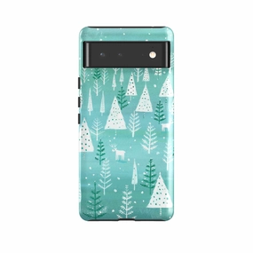 Hybrid Texture Layer Google Tough Case -  Teal Tundra By Mary Stubberfield