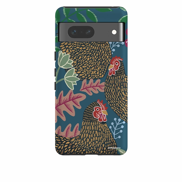 Google Tough Case -  Three French Hens By Kate Heiss Colorful option Modern Pattern Style