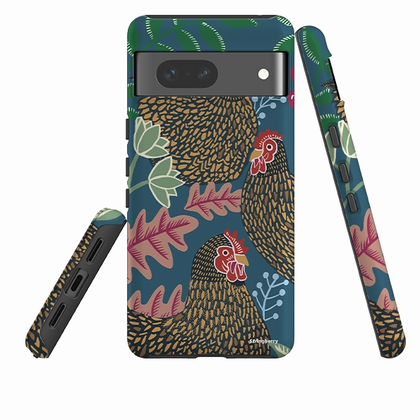 Google Tough Case -  Three French Hens By Kate Heiss Hard Shell Hybrid Edge