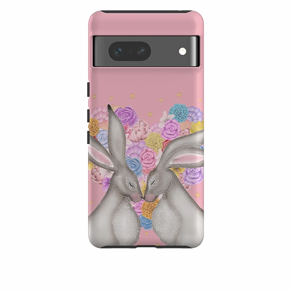 Google Tough Case -  White Hares Rose Heart II By Catherine Rowe Gradient Design Durable Finish