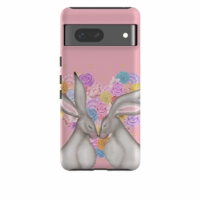 Google Tough Case -  White Hares Rose Heart II By Catherine Rowe Gradient Design Durable Finish