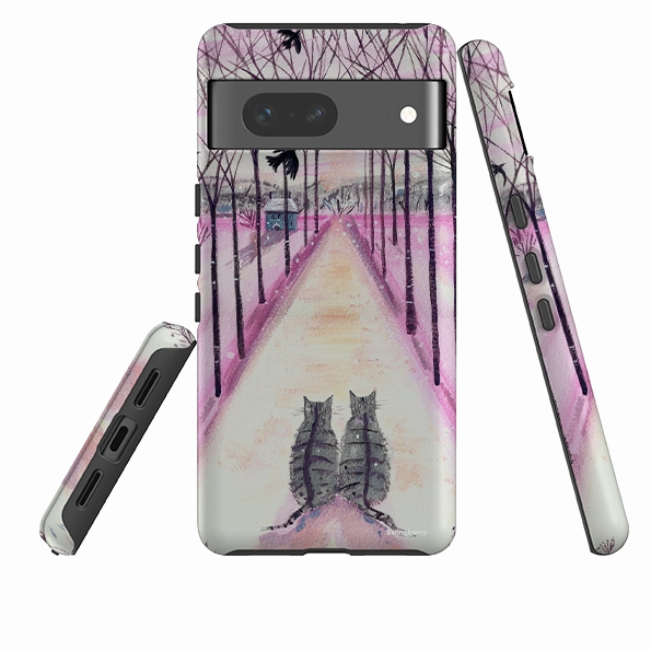 Rugged Surface Durable Texture Layer Google Tough Case -  Winter Cats By Mary Stubberfield