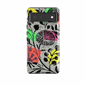 Non Slip Surface Matte Texture Surface Google Tough Case -  Woodcut Floral By Sarah Campbell