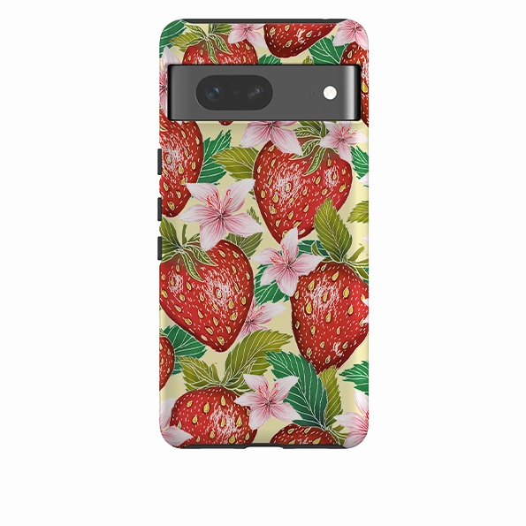 Soft coating Protective Frame Design Google Tough Case -  Yellow Strawberries By Catherine Rowe