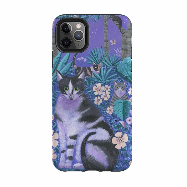 Minimalist Aesthetic iPhone Tough Case - Night Cats 2 By Mary Stubberfield