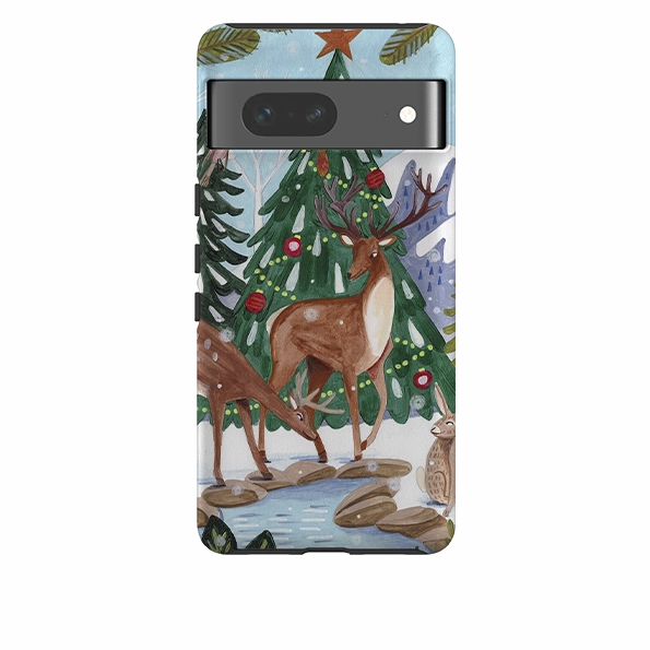 Minimal Texture Layer Hybrid Grip Google Tough Case - Winter Forest By Caroline Bonne Muller