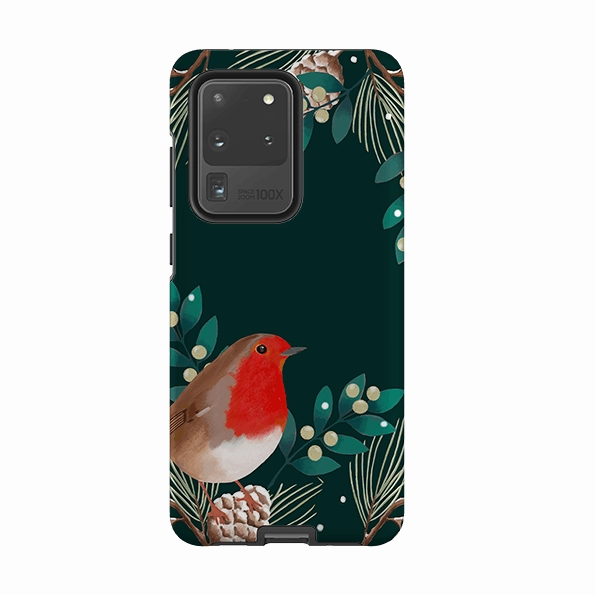 Samsung Tough Case - Robin Pine Cones By Bex Parkin Glossy Pattern