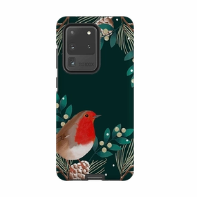 Samsung Tough Case - Robin Pine Cones By Bex Parkin Glossy Pattern