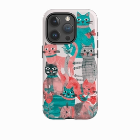 iPhone Case - Cat Party II By Tracey English Modern Frame Rugged Texture Design
