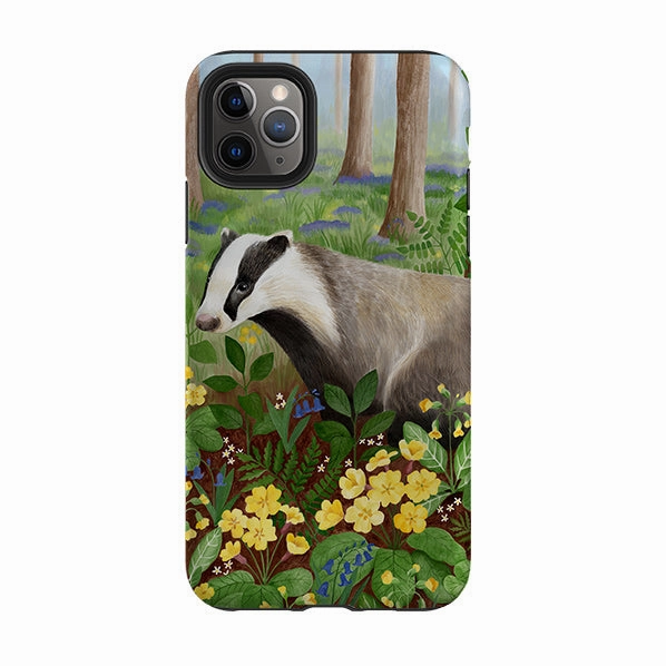 iPhone Tough Case - Bluebell Badger By Bex Parkin Patterned Design Slim Look