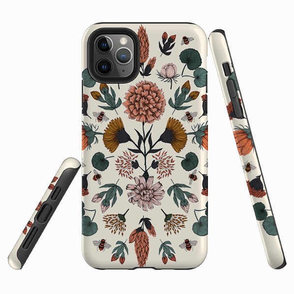 iPhone Tough Case - Floral Bees By Jade Mosinski Slim Profile Protective Touch