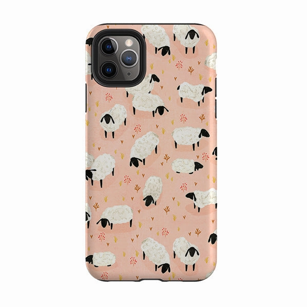 iPhone Tough Case - Sheep Pink By Katherine Quinn Minimal Design Elegant Texture