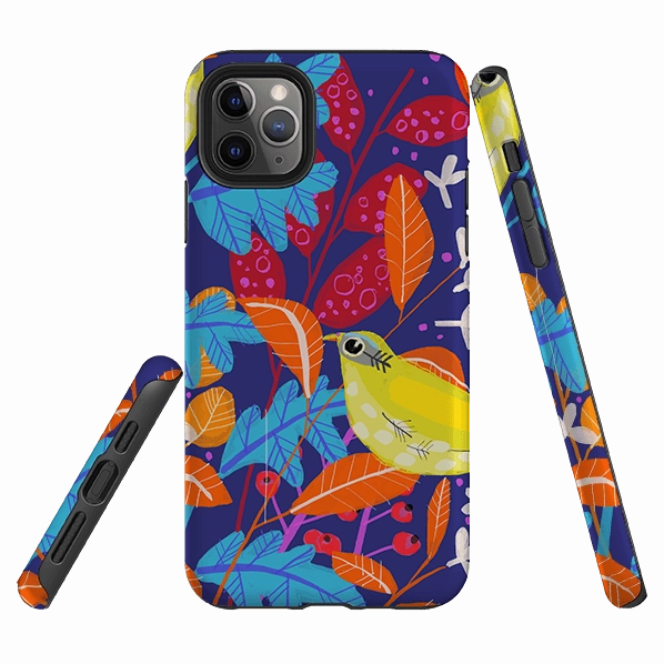 iPhone Tough Case - Yellow Bird By Claire West Comfort Texture Finish Drop Protection