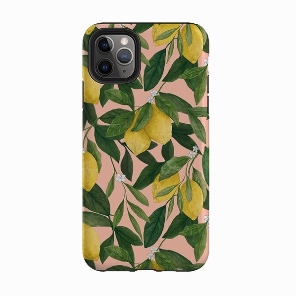 Durable Build Texture iPhone Tough Case - Lemons By Jade Mosinski