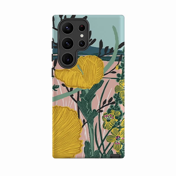 Samsung Tough Case - Yellow Poppies By Kate Heiss Protective Edge Custom Fit