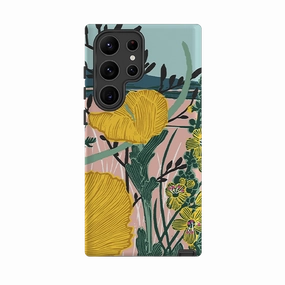 Samsung Tough Case - Yellow Poppies By Kate Heiss Protective Edge Custom Fit