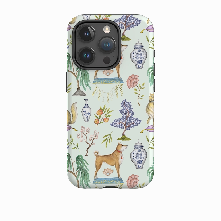 iPhone Tough Case - Chinoiserie Menagerie Green By Catherine Rowe Pocket Size