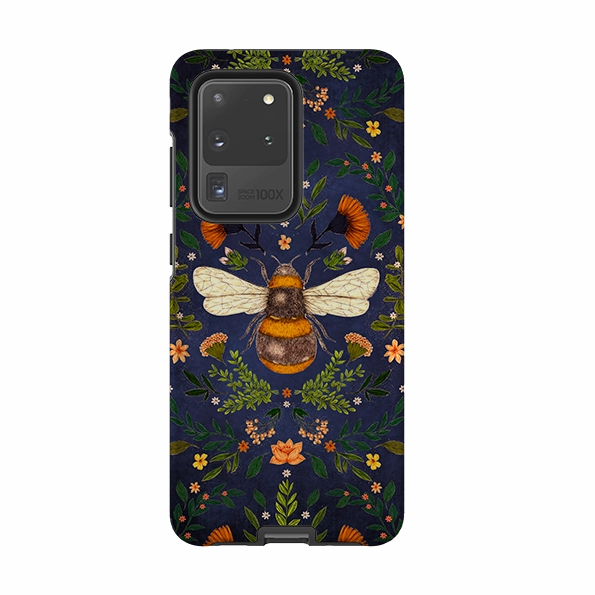 Classic Design Modern Grip Texture Samsung Tough Case - Botanical Bee Blue By Jade Mosinski
