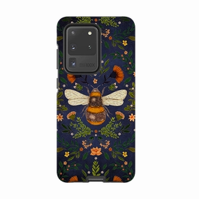 Classic Design Modern Grip Texture Samsung Tough Case - Botanical Bee Blue By Jade Mosinski