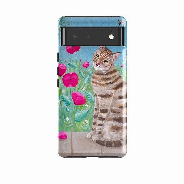 Google Tough Case -  Cat Floral By Mary Stubberfield Soft Protection Layer Subtle Touch