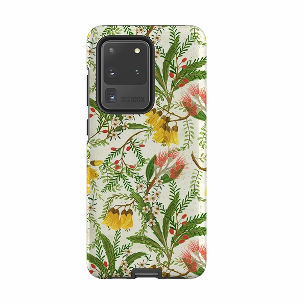 Matte Touch Wear resistant Samsung Tough Case - Kowhai And Bottle Brush By Katherine Quinn
